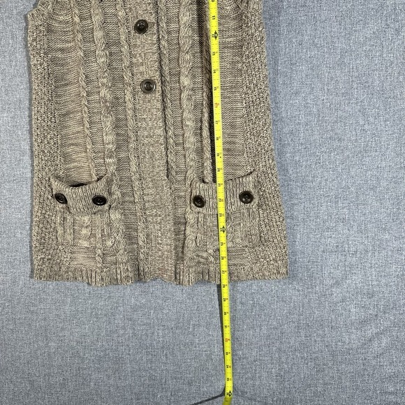 Y2K Brown Knit Sweater Vest Women's w/ Buttons & Front Pockets - Picture 5 of 6